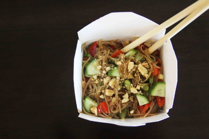 Spicy Asian Rice Noodle Salad top down